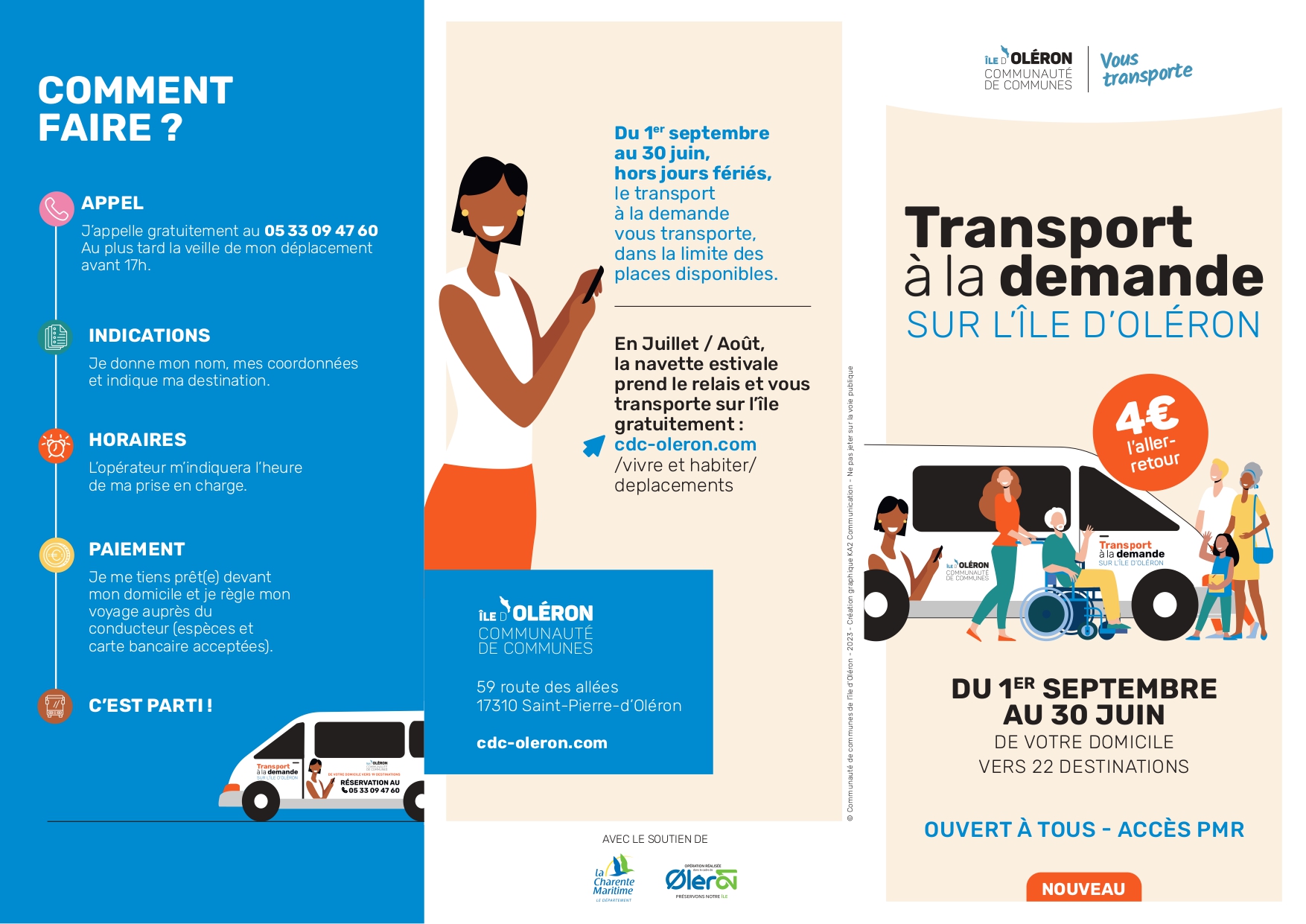 Flyer recto : Transport à la Demande sur Oléron