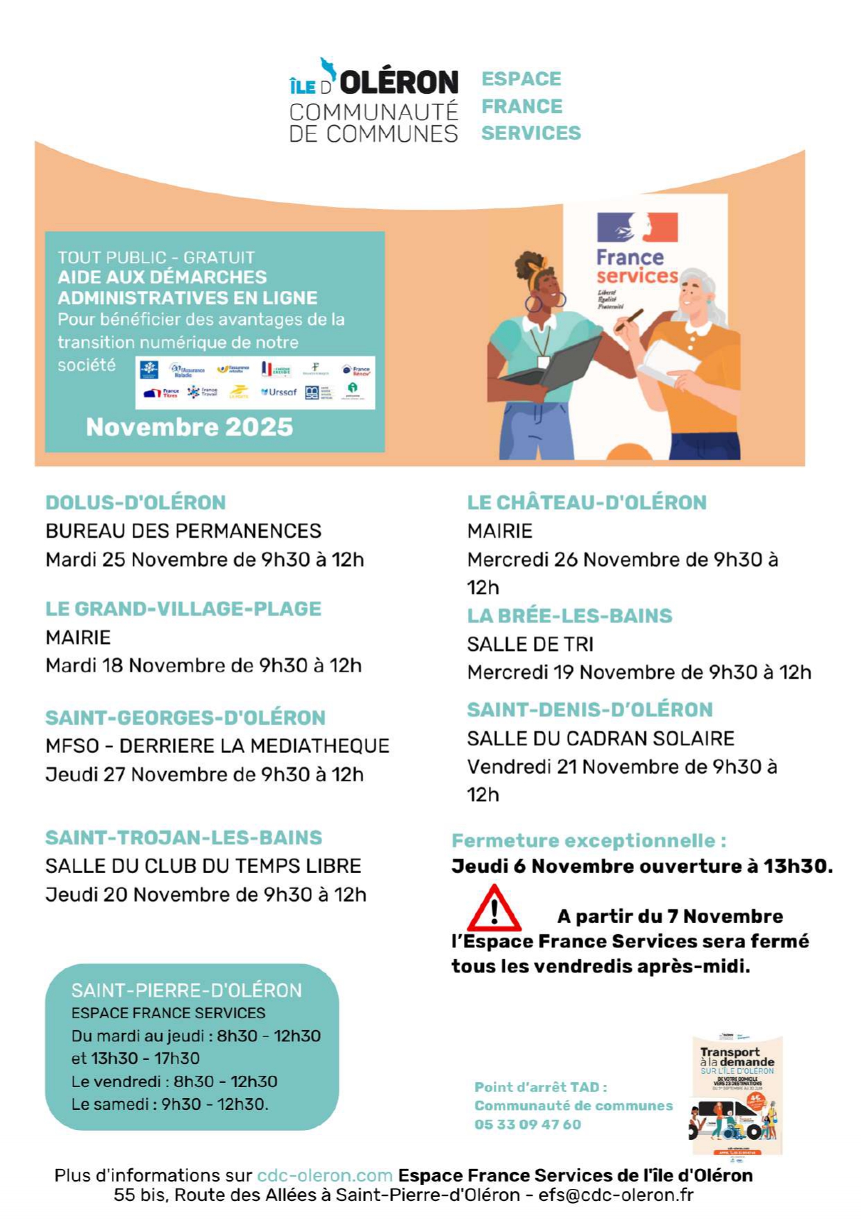 permanence france service novembre 2025