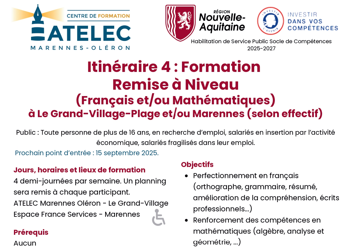 Flyer : Formation Atelec rentrée 2025